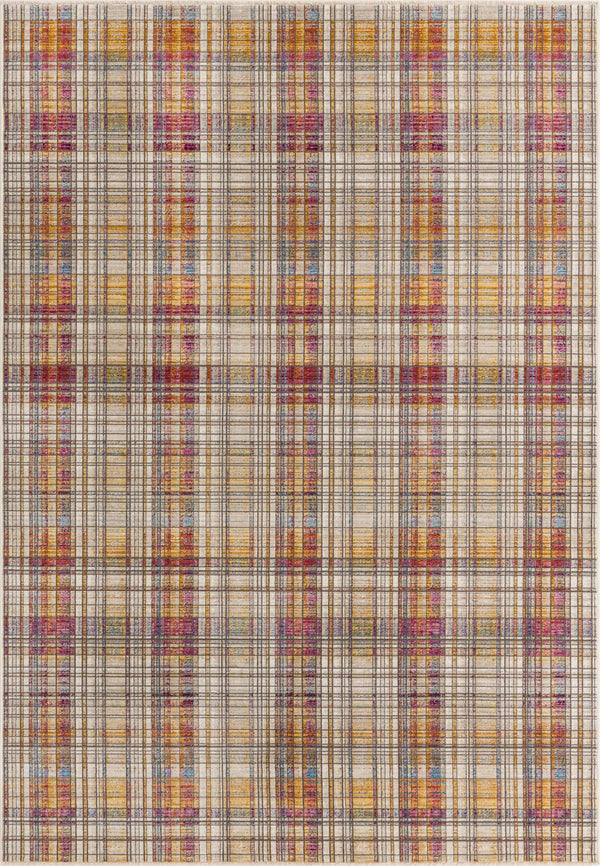 Unique Loom Deepa Tartan Machine Made Geometric Rug Multi, Blue/Gray/Ivory/Orange/Yellow/Purple 6' 1" x 8' 10"