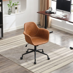 English Elm Mid-Century Minimalist Office Chair with 40° Recline, Adjustable Rebound, 320mm Wide Base, Ergonomic Design Brown W1143P173517