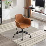 English Elm Mid-Century Modern Office Chair,Rolling Swivel Height Adjustable Ergonomic Chair With Frame/Arms ,Back Support Home Desk Chair For Living Room,Studying (Brown)