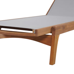 English Elm Christopher Knight Home® - OUTDOOR Chaise Lounge with Acacia Wood Frame and Breathable Mesh Seating for Durable Outdoor Comfort Grey,Natural 63.5 L x 31.25 W x 6 H N776P286344E