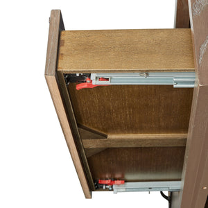 English Elm Glass Top Cocktail Table Cocoa - Tempered Glass, Weathered Wood Finish, Soft-Close Drawers & Casters B2699P323115