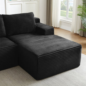 English Elm L-shaped Corduroy Modular Sectional Deep Seat Cloud Sofa for Living Room or Apartment W2339P424637