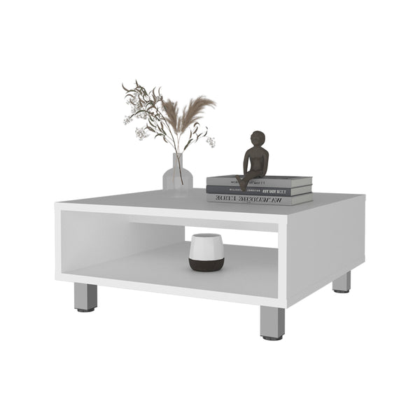English Elm Avondale Modern Melamine Coffee Table with Durable Scratch-Resistant Surface and Open Storage Shelf White 28.3 L x 25.2 W x 2.8 H B128P244983