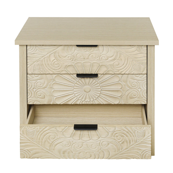 English Elm 3 Drawer Cabinet - Stylish & Versatile Storage Solution For Bedroom, Living Room, Or Study Decor W688P225270