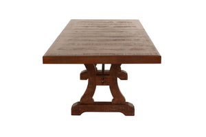 English Elm Oak Distressed 5pc Round Dining Set with Carved Cushioned Chairs and Server-Style Rustic Charm Oak 29 L x 29 W x 9 H B011S01668