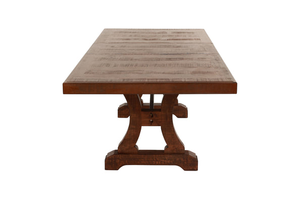 English Elm Oak Distressed 5pc Round Dining Set with Carved Cushioned Chairs and Server-Style Rustic Charm Oak 29 L x 29 W x 9 H B011S01668