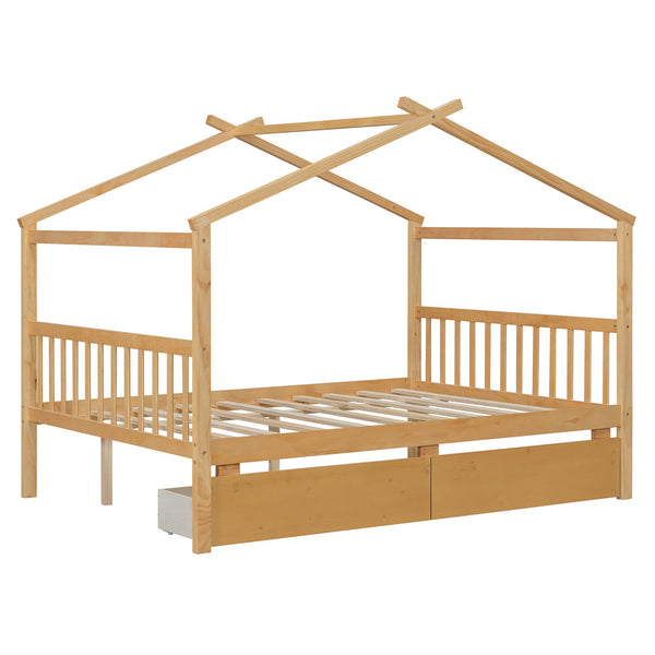 English Elm Twin House Bed Solid Pine Kids Cottage Frame with Storage Drawers Imaginative Room N708P309247M