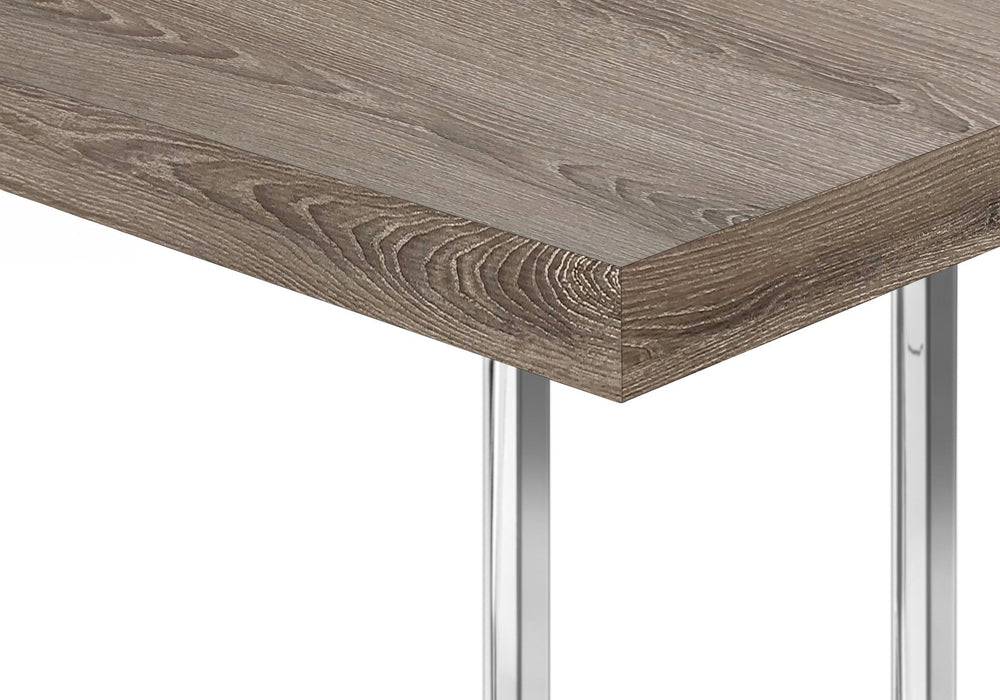 English Elm Accent Table - Contemporary C-Shaped Side Table With Chrome Base For Living Room & Bedroom Use B2710P219377
