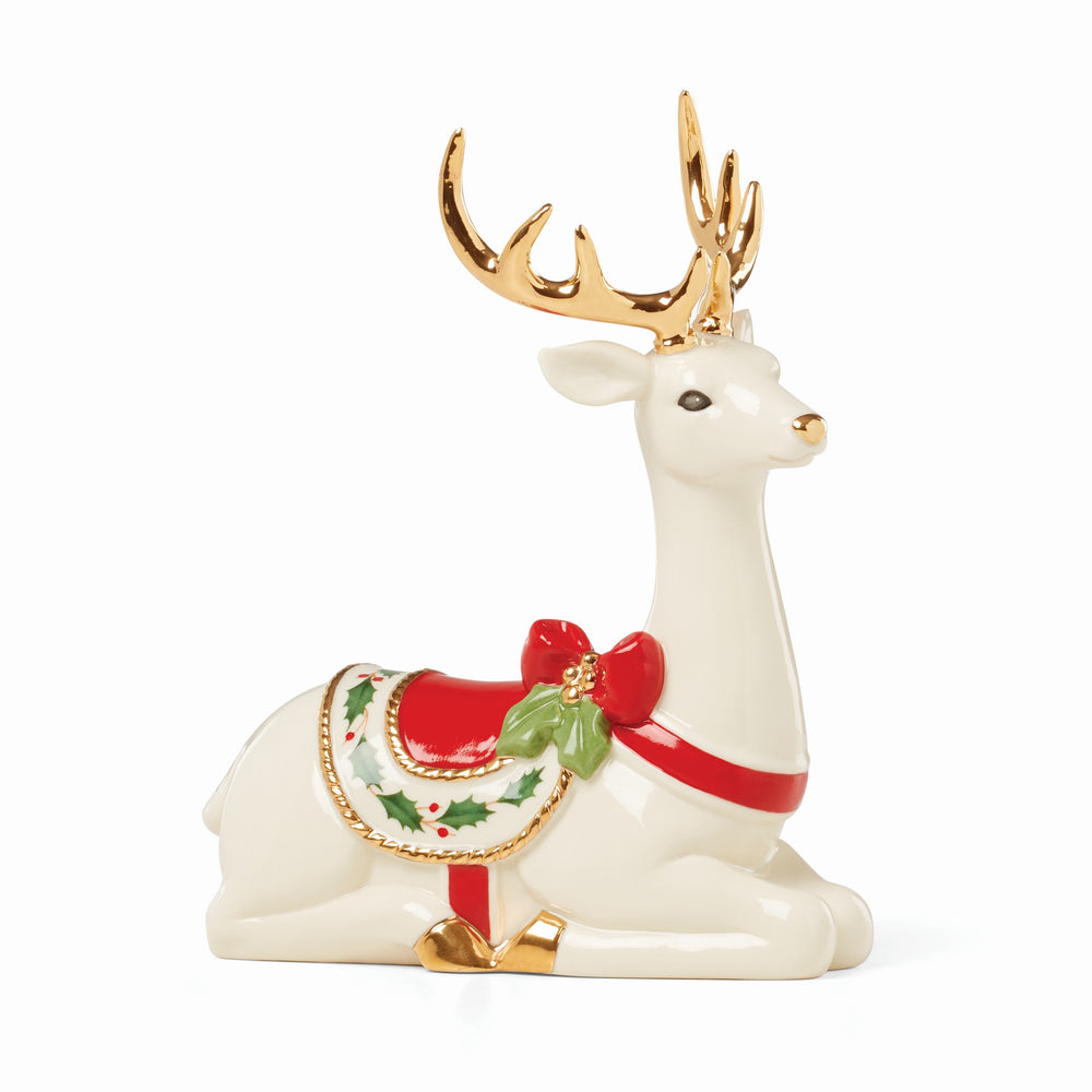 Lenox Laying Reindeer Figurine Multi, IVORY PORCELAIN 894973