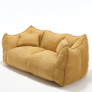 English Elm Soft Plush Foam Beanbag Chair for Two People, Square Recliner Sofa With Superfiber Comfort Embrace Yellow W1996P252272