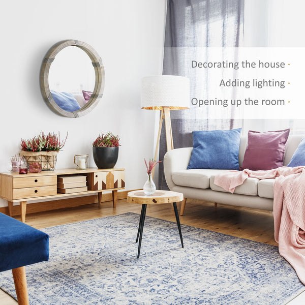 English Elm HOMCOM LED Illuminated Bathroom Mirror 32"x24" Tempered Glass IP44 Waterproof Dimmable Touch Memory Natural Wood W2225P217282