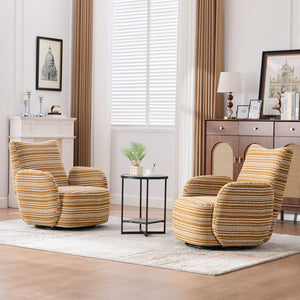English Elm Modern Boucle 360° Swivel Leisure Chair with High‑Resilience Sponge, Supportive Curve, 550lb Capacity Mustard yellow W395P355482