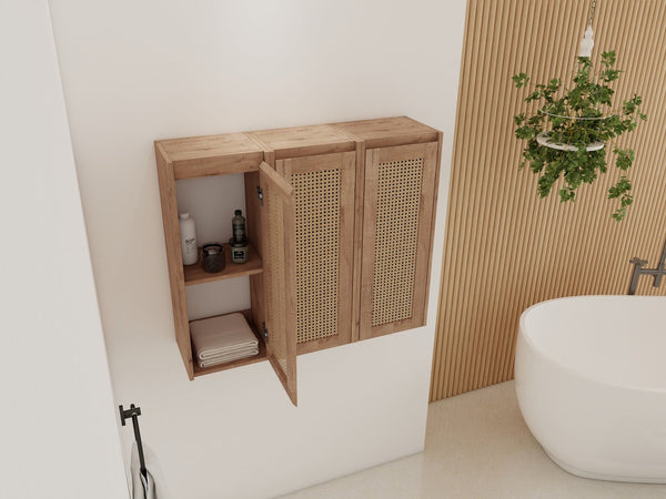 English Elm 36" Bathroom Side Cabinet - Modern Wall-Mounted Design With Soft-Close Doors For Organized Storage W999S00339