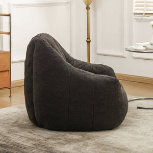 English Elm Bean Bag Chair Oversized Faux Fur Memory Foam Lounge Seat for Dorm or Living Room Dark Gray W2200P243727