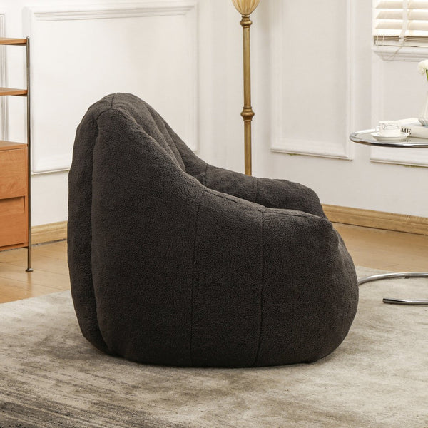 English Elm Bean Bag Chair Oversized Faux Fur Memory Foam Lounge Seat for Dorm or Living Room Dark Gray W2200P243727