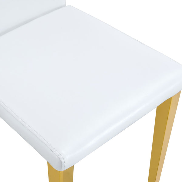 English Elm Set Of 4 Elegant White Pu Leather Chairs With Gold Legs – Chic, Durable, And Perfect For Modern Spaces! W3226P279073-GIGA