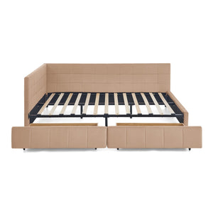 English Elm Queen Size Velvet Tufted Sofa Bed Frame With Padded Backrest, Armrests - Elegant Pink Design! W487S00276-GIGA