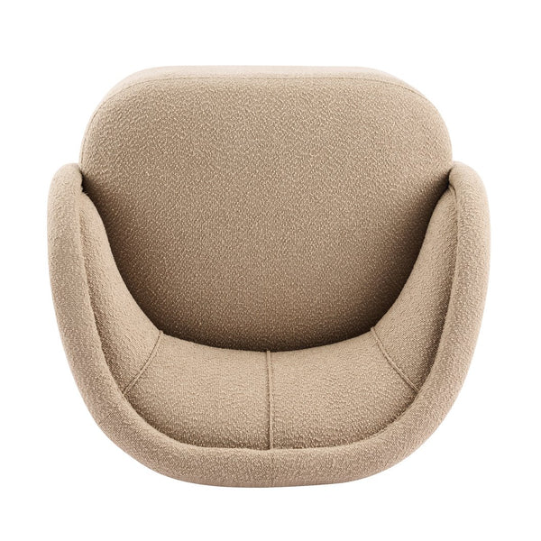 English Elm Amanda Sculptural Boucle Accent Chair Plush Cream Upholstery for Modern Living Spaces Espresso N767P381615E