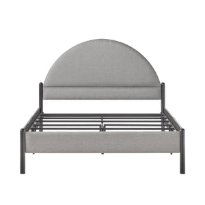 English Elm Walker Edison - Modern Upholstered Curved Headboard Queen Bedframe Grey — Fire-Resistant Polyester, Metal Slat Support, No Box Spring Needed B185P169159