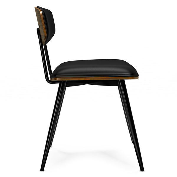 English Elm Mavis Vegan Leather Dining Chair Set of 2 with Solid Wood Backrest, Iron Frame, Mid-Century Comfort Black B136P266924