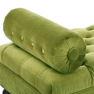 English Elm Modern Tufted Velvet Bench with Gourd Legs and Pillows for Bedroom Entryway Green N761P335807F