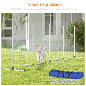 English Elm Pawhut 2-Piece Dog Agility Training Set With Weave Poles, Water Spray Tube, Whistle & Carry Bag W2225P217635-GIGA