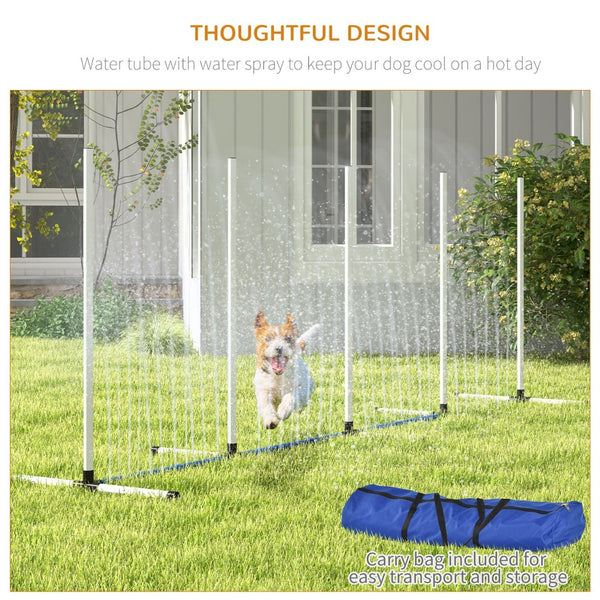 English Elm Pawhut 2-Piece Dog Agility Training Set With Weave Poles, Water Spray Tube, Whistle & Carry Bag W2225P217635-GIGA