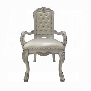 English Elm Ivory Tufted Arm Chair Set Of 2 - Elegant Bone White Upholstery With Claw Legs For Luxurious Comfort B062P209250