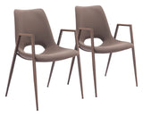 Desi Dining Chair - Set of 2 Brown & Walnut 109730 Zuo Modern