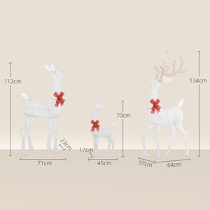 English Elm Outsunny Silver Led Reindeer Family Trio Outdoor Holiday Lawn Decor with Dual Light W2225P249609