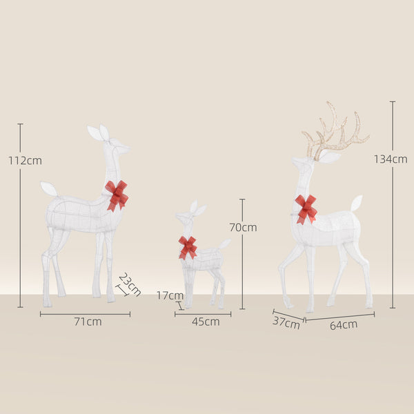English Elm Outsunny Silver Led Reindeer Family Trio Outdoor Holiday Lawn Decor with Dual Light W2225P249609