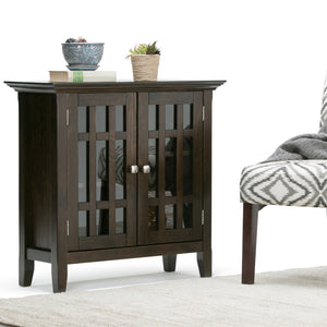 English Elm Bedford Low Storage Media Cabinet - Elegant Dark Tobacco Brown With Adjustable Shelves & Glass Doors B136P158118