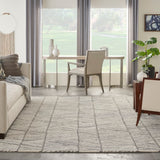 Nourison Vail VAI01 Handmade Tufted No Border Indoor Only Modern  Rug Grey White, Grey White 100% Wool 99446794147