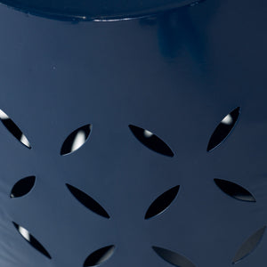 English Elm Lilac Barrel Iron Outdoor Accent Table with Leaf Cutout Pattern for Patio or Balcony 61305.00