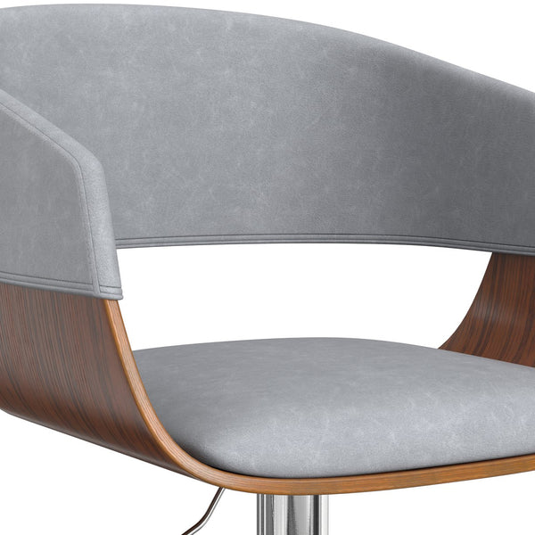 English Elm Lowell Adjustable Swivel Bar Stool - Modern Stone Grey Vegan Leather & Bentwood Comfort Design B136P158834
