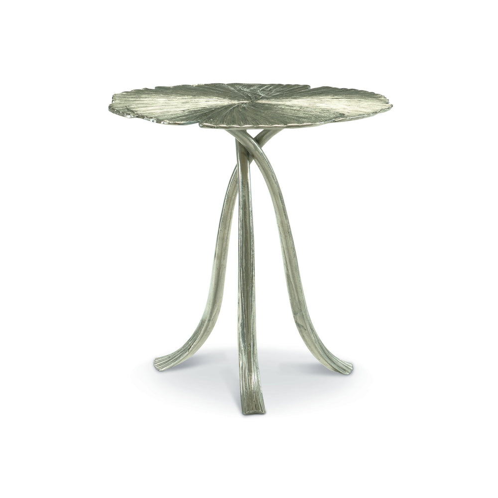 Bernhardt Bernhardt Satin Nickel Ginkgo Leaf End Table — Sculptural Cast Aluminum Accent, Compact 24" Square 379124