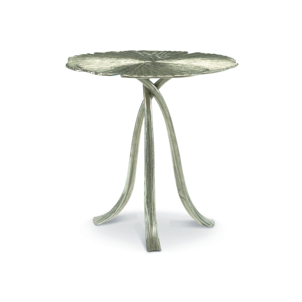 Bernhardt Bernhardt Satin Nickel Ginkgo Leaf End Table — Sculptural Cast Aluminum Accent, Compact 24" Square 379124