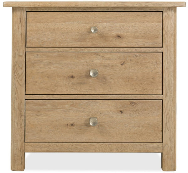 Hooker Furniture Driftwood Three-Drawer Nightstand With Cedar-Lined Drawer, Built-In Usb Charging And Rustic Buckboard Appeal Light Wood 6820-90116-80