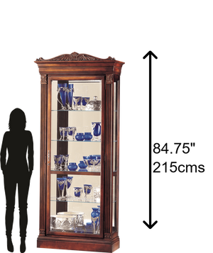Hekman Furniture 680243 Embassy Curio Cabinet - Elegant Lighted Display For Collectibles With Adjustable Shelves & Security Embassy Cherry Embassy Curio Cabinet 680243