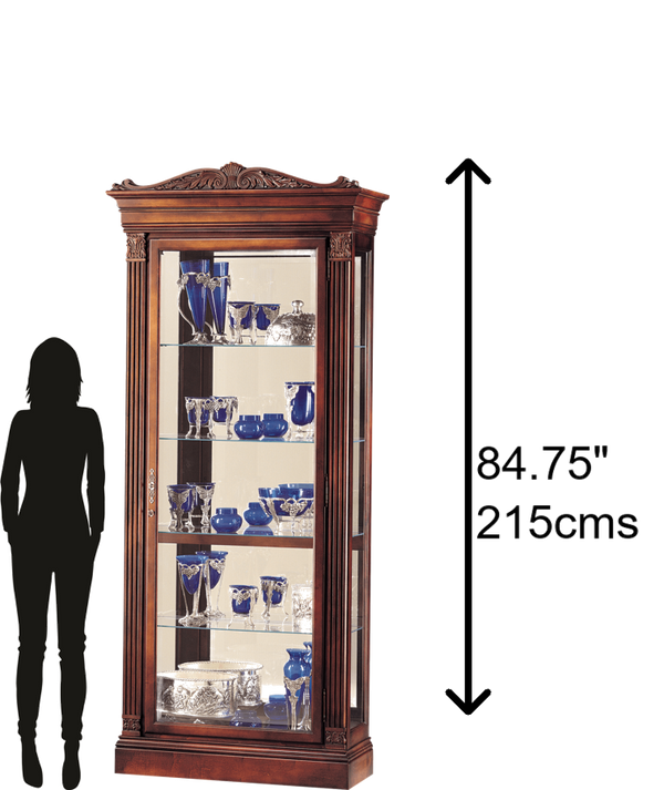 Hekman Furniture 680243 Embassy Curio Cabinet - Elegant Lighted Display For Collectibles With Adjustable Shelves & Security Embassy Cherry Embassy Curio Cabinet 680243