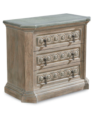 A.R.T. Furniture Arch Gabriel Bedside Chest - New Traditional Parch Finish, Concrete Top, 3 Drawers & Usb Charging Ports Brown, Gray Elm And Parrawood Solids,Cathedral Elm Veneers,Concrete,Metal,Acrylic 233142-2802
