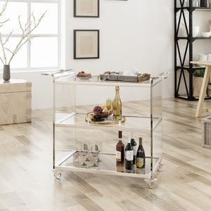 Christopher Knight Home® - Noble House - Yves Acrylic Bar Trolley with Glass Shelves, Clear