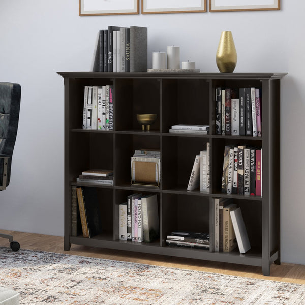 English Elm Amherst 12-Cube Storage Bookcase - Stylish Hickory Brown Solid Wood Organizer For Any Room B136P158349