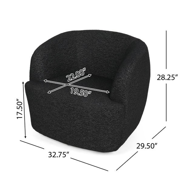 English Elm Christopher Knight Home® - Swivel Upholstered Accent Chair with Plush Fabric Comfort and 360° Rotation for Living Rooms Black 74240.00BLKBCL