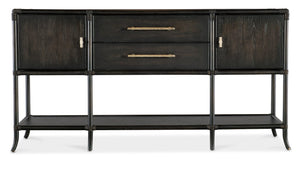 Hooker Furniture Retreat Pole Rattan Sideboard With Rope Accents, Dune Oak Veneer, Soft Pewter Hardware & Storage Dark Wood 6950-75917-99
