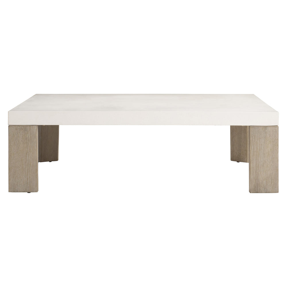 Bernhardt Bernhardt Lorenzo Square Cocktail Table — 52" Grc Vintage Cream Top With Quartered White Oak Flint Base, Modern Organic Focal Piece 465011