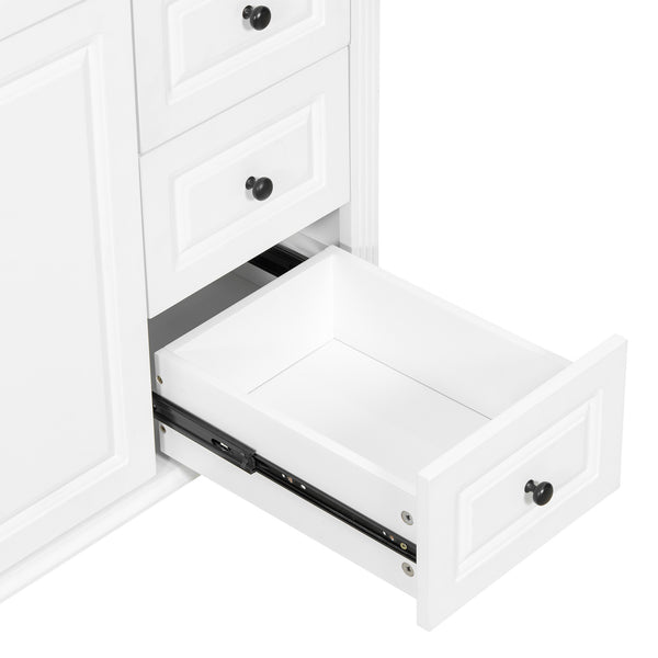 English Elm 36" Elegant Bathroom Vanity With Ceramic Sink, Solid Wood Cabinet, Modern Storage & Black Handles N725P356069K