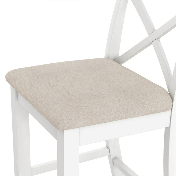 English Elm TOPMAX Farmhouse 48" Rectangular Wood Bar Height Dining Set with 2 Cushioned Chairs Space-Saving Appeal Cherry N717P195018K