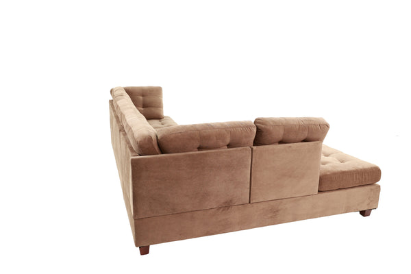 English Elm Living Room Waffle Suede Sectional Sofa Tufted Chaise Reversible Contemporary Style B011S02511
