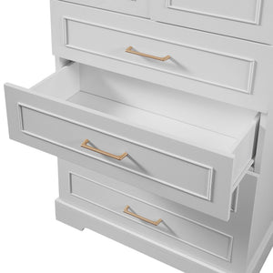 English Elm 72.2'' Tall Freestanding Bathroom Cabinet with 3 Drawers, Adjustable Shelf, Soft-Close Doors, Modern Elegant Design White N729P296769K